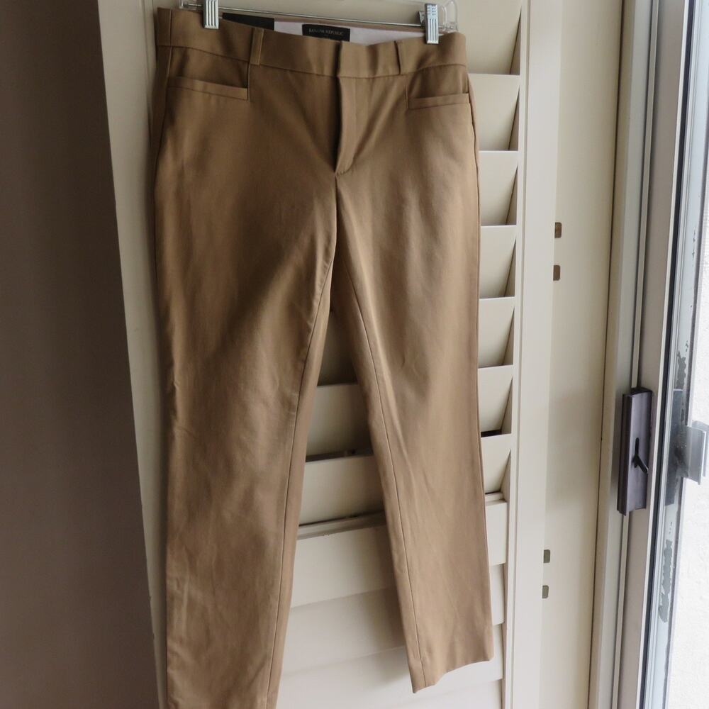 NWT Banana Republic Beige Sloan Front Pockets Zip Ankle Slim Pants Women Sz 4